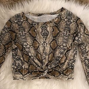 Shein long sleeve snakeskin top